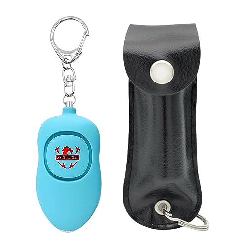 Fightsense Self Defense Pepper Spray Keychain and Personal Safety Alarm Keychain Set Combo Pack for Women Self Defense, 130db Loud Siren with LED Flashlight for Women,Children, Elders (Cyan)