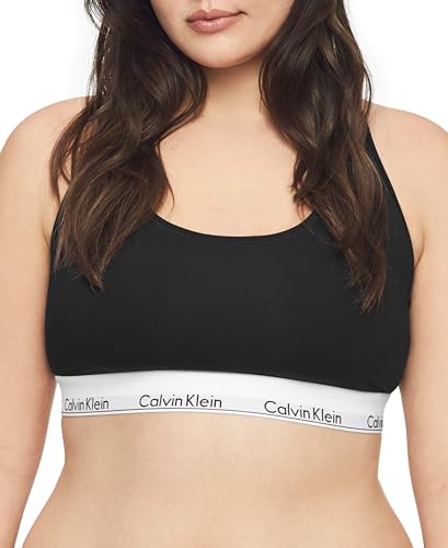 Calvin Klein Women's Polyester & Elastane Non-Wired and Non-paded Bralette Bra (29639810003_Black_Medium)