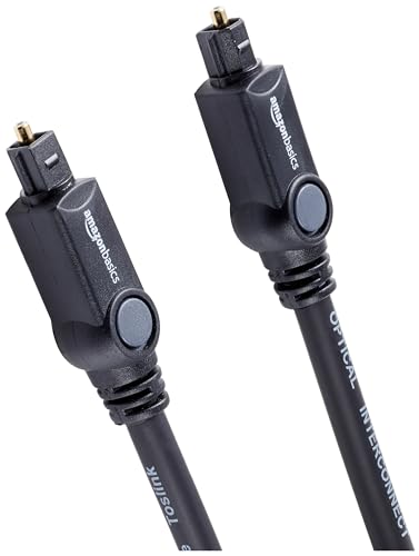 Amazon Basics Toslink Digital Optical Audio Cable, Multi-Channel, for Audio System, Sound Bar, Home Theatre, Gold-Plated Connectors, 3.3 Feet, Black