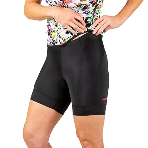 CANARI Women's Ultima Gel Padded Spandex Cycling/Biking Short with Reflective Accents, Black, X-Large