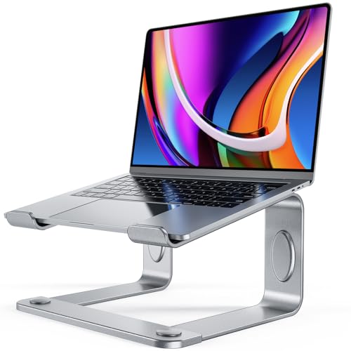 LORYERGO Laptop Stand for Desk, Laptop Riser Computer Stand for Laptop, Ergonomic Laptop Stand Desk Holder Elevator Compatible with Most 10 to 15.6 Inches Laptops, Silver