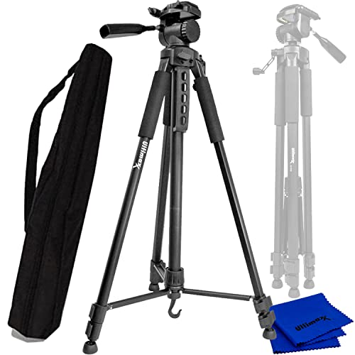 Pro 75” Tripod 3-Way Panhead Tilt Motion w/Built in Bubble Leveling for Canon Rebel EOS SL1 SL2 T5 T5i T6i T6s T7i 60D 70D 77D 80D 6D 6D Mark II 7D 7D Mark II 5D Mark III IV 5Ds 5Ds R Digital Camera