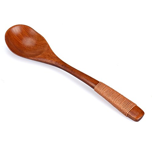 YJYdada Wooden Spoon Bamboo Kitchen Cooking Utensil Tool Soup Teaspoon Catering Spoon (Khaki)