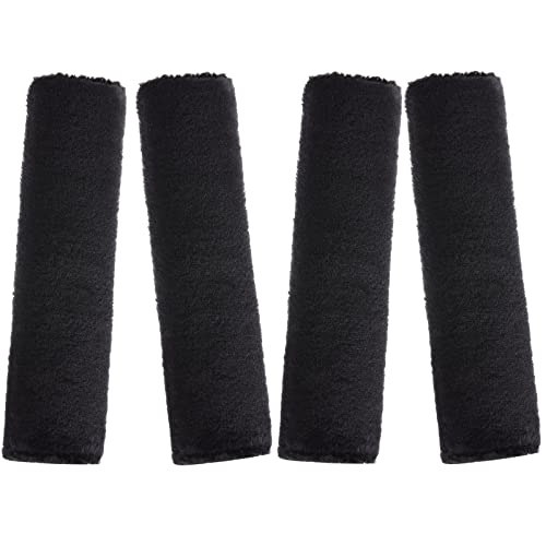 4 Pack Faux Sheepskin Car Seat Belt Pads Seatbelt Protector Soft Comfort Seat Belt Shoulder Strap Covers Harness Pads Guard Neck and Shoulder (Black)