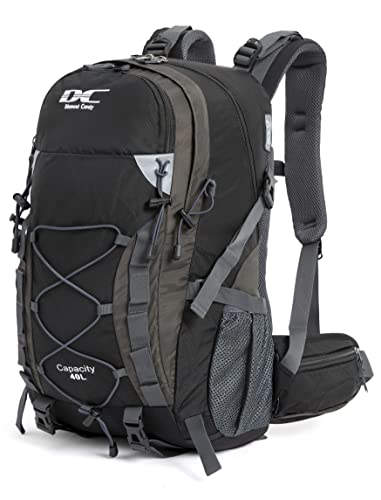 Diamond Candy Waterproof Hiking Backpack for Men and Women, Lightweight Day Pack for Travel Camping, Black, 40L