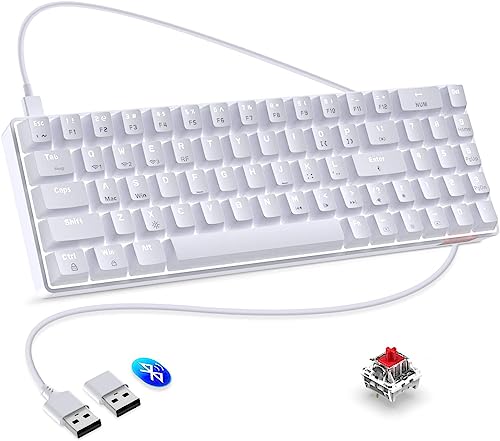 A.JAZZ AK692 Compact Hot-Swappable Wireless Number Pad Mechanical Gaming Keyboard 5.0 Bluetooth Type C Wired Mode 4000 mAh Rechargable Light up for Mac Laptop IP ad PC Phone PS4 Gamer Office - White