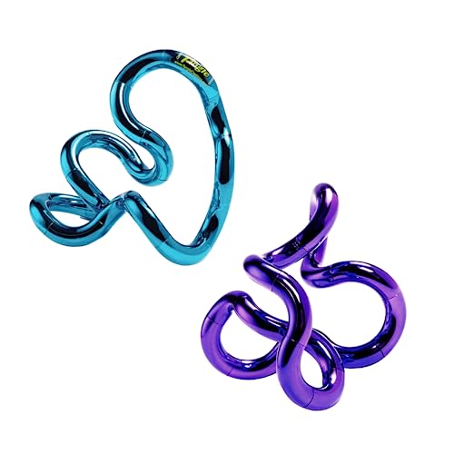 Tangle Jr. Metallic (2-Pack) - Purple & Blue - Genuine Tangle Fidget - Fidget Toy for Kids and Adults - Metallic Shiny Fidget Desk Toy