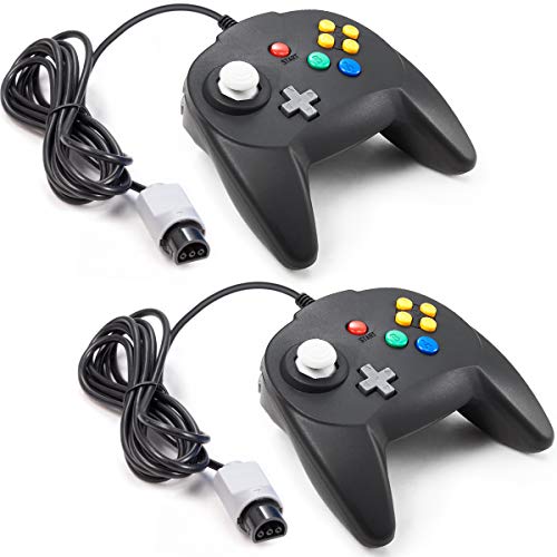 miadore 2 pack Mini N64 Controller, Classic N64 Game Pad Joystick for N64 System Video Game Console (Black)