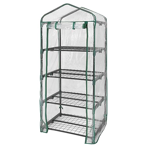 Miracle-Gro 23' x 17' x 57' All-Season 4-Tier Mini Grow House Outdoor or Backyard Easy Assembly Portable Greenhouse, Translucent