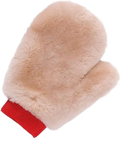 Gracefur Car Wash Mitt Real Sheepskin Wash Mitt Ultra-Soft Extra Large Size Scratch-Free Wash Mitt (Fingers, Pink)