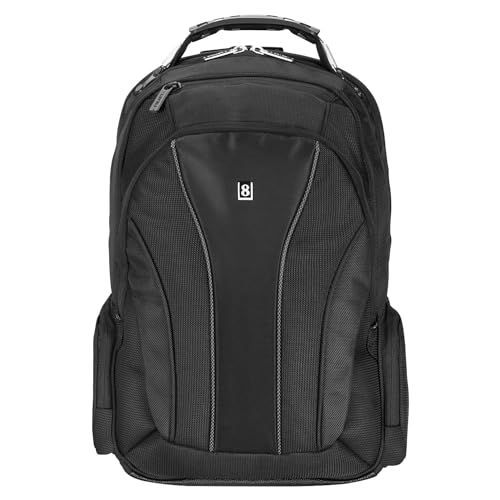 LEVEL8 Laptop Backpack, Durable Work Backpack for Men Women, Computer Bag for Business Fits 15.6' Laptop and Notebook - Black