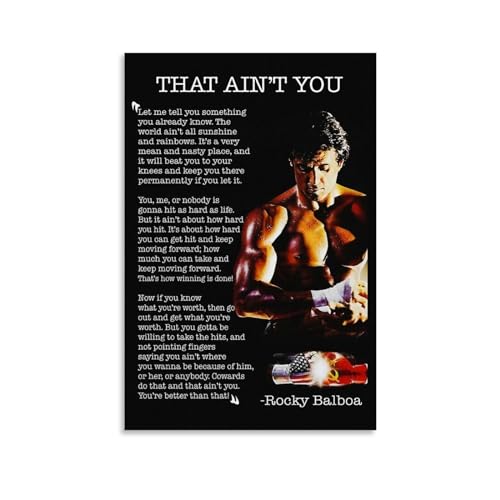 DLUHOS Rocky Motivational Poster Inspirational Quotes Poster 90s Canvas Wall Art Room Aesthetic Decor Posters 12x18inch(30x45cm)