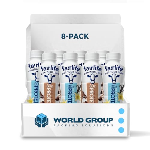 Fairlife High Protein Shake Bottles - Vanilla and Chocolate Variety (8 Pack) - Perfect for Fitness Enthusiasts and Weight Watchers - By World Group Packing Solutions
