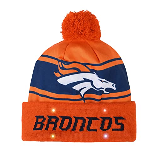 FOCO NFL Unisex LED Light Up Beanie Hat, Denver Broncos