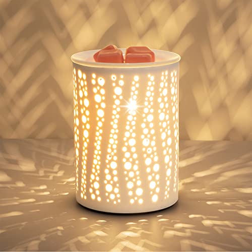 PALANCHY Wax Melt Warmer Ceramic Oil Burner Electric Candle Wax Warmer Burner Melter Fragrance Warmer for Home Office Bedroom Aromatherapy Gift & Decor 2 Bulbs Included Gift Box Packaged