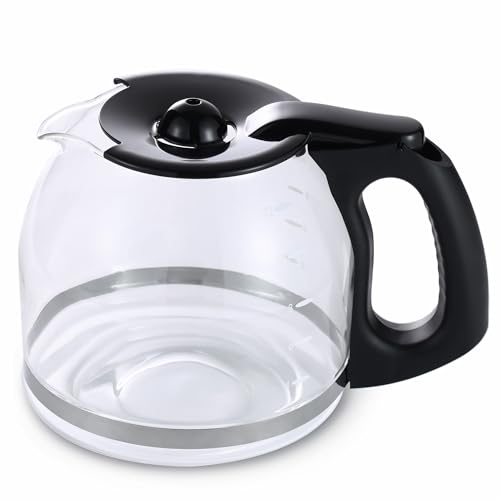 BESBARISTA 12-Cup Glass Replacement Carafe for Mr. Coffee Model #SK12, SK13, EHX23, JWX31, SJX23, SJX39 (Black, Replaces PLD12-RB)