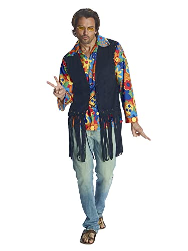 Rubie's costumes Heroes and Hombres, Flower Power Vest adult sized costumes, Yellow/Blue/Red/Green/Black, Standard US