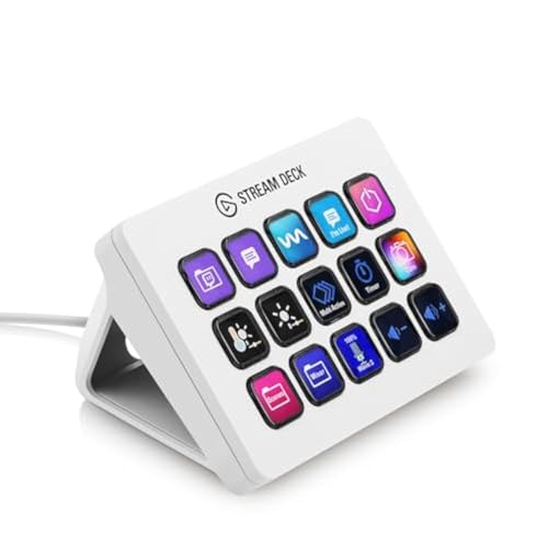 Elgato Stream Deck MK.2 White – Studio Controller, 15 macro keys, trigger actions in apps and software like OBS, Twitch, ​YouTube and more, works with Mac and PC