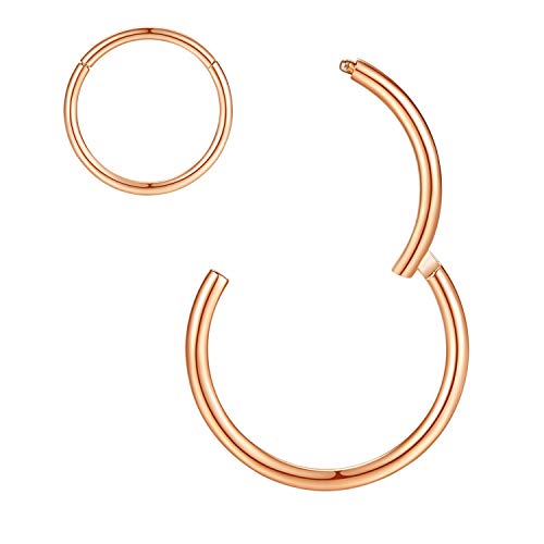8mm Septum Ring Nose Rings Hoop Rose Gold Nose Ring 20 Gauge Nose Hoop Helix Earrings Daith Earrings Tragus Earrings Septum Clicker Lip Rings 20g Cartilage Earring Nose Piercing Jewelry Surgical Steel