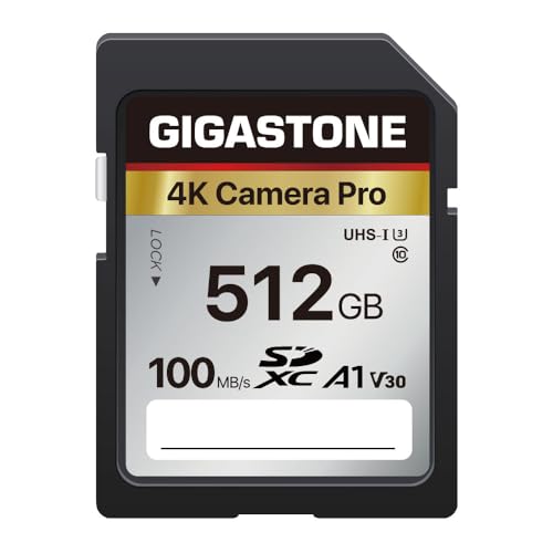 Gigastone 512GB SD Card V30 SDXC Memory Card High Speed 4K Ultra HD UHD Video Compatible with Canon Nikon Sony Pentax Kodak Olympus Panasonic Digital Camera, with 1 Mini case