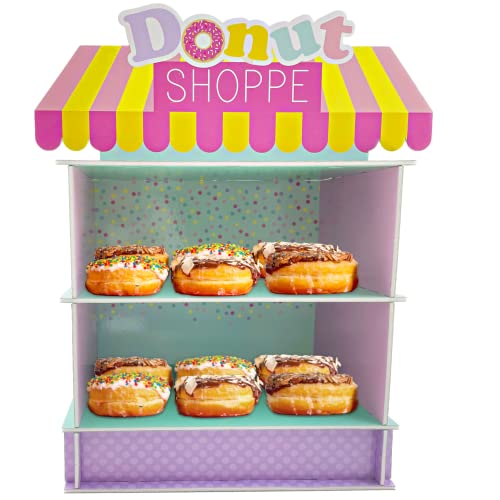 4E's Novelty Donut Stand for Donut Birthday Party Supplies & Decorations, Cupcake Stand Dessert Table Centerpiece