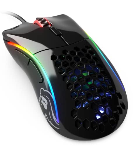 Glorious Gaming Model D- (Minus) Wired Gaming Mouse - 61g Superlight Honeycomb Design, RGB, Ergonomic, Pixart 3360 Sensor, Omron Switches, PTFE Feet, 6 Buttons - Glossy Black