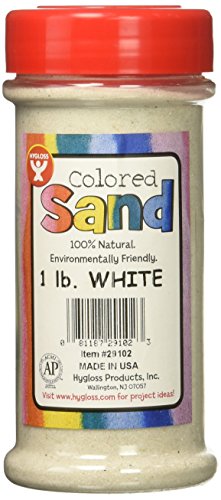 Hygloss Products Colored Play Sand - Assorted Colorful Craft Art Bucket O' Sand, White, 1 lb