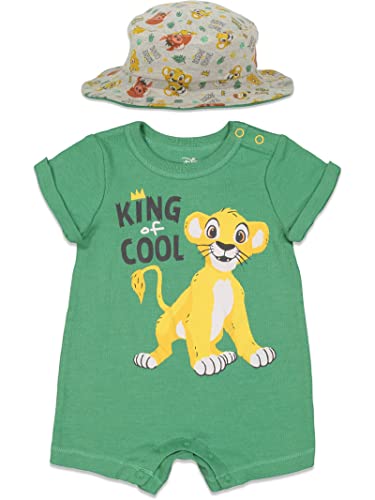 Disney Lion King Simba Newborn Baby Boys Romper and Bucket Sun Hat Green 6-9 Months