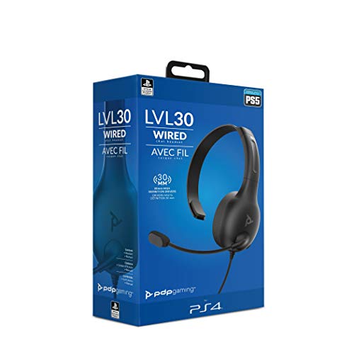PDP LVL30 Wired Headset with Single-Sided One Ear Headphone for Playstation (PS4 / PS5) - PC, Mac Compatible - Noise-Cancelling Mic - Lightweight, Gaming, Great for School and Remote Work - Black