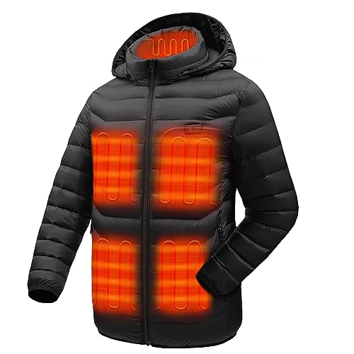 Venustas Dual Control Heated Jacket for Women and Men, 6 Heat Zones with Detachable Hood, Up to 18 Hours of Warmth