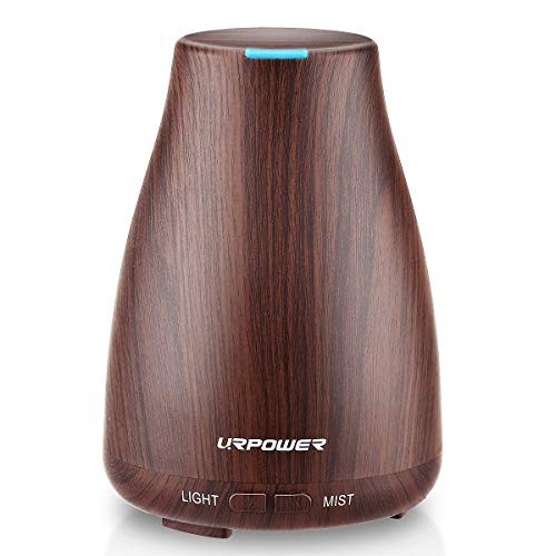 URPOWER 2nd Version Essential Oil Diffuser Aroma Essential Oil Cool Mist Humidifier with Adjustable Mist Mode,Waterless Auto Shut-Off and 7 Color Lights Changing for Home Office Baby