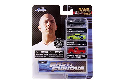 Fast & Furious 1.65' Nano 3-Pack Die-cast Cars, Toys for Kids and Adults
