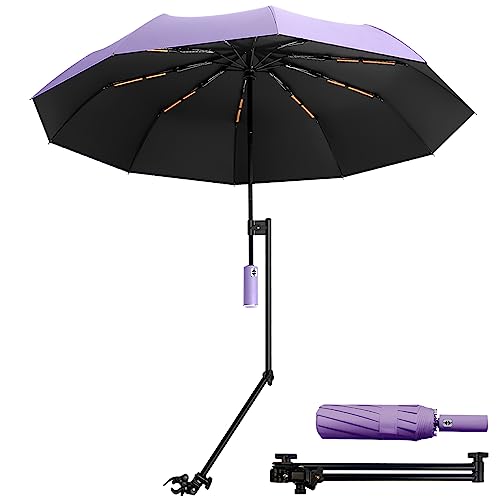 XLINGZA Travel Umbrella for Rain and Wind, Lightweight and Portable with Adjustable Clamp and Auto Open & Close Feature, UV Protection and Sturdy