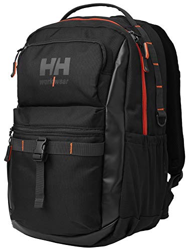 Helly-Hansen Work Day Backpack for Men and Women with Padded Laptop Compartment, Front and Side Pockets, Packable Hip Straps, Black - One Size