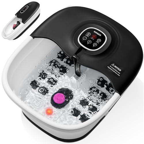 Foot Bath Spa with Heat and Massage and Jets, 16 Massage Rollers & Bubble, Electric Foot Bath Massager with Pumice Stone, Collapsible Pedicure Foot Soaker Tub Home Basin for Tired Feet, Remote Control