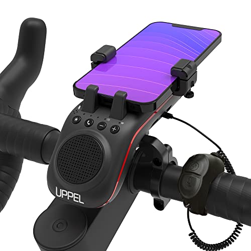 UPPEL Multifunctional Bicycle Bluetooth Speaker, 10-in-1 LED Light Power Bank Bike Horn Microphone Ideal for Road & Mountain Bike - Extreme & Casual Cycling