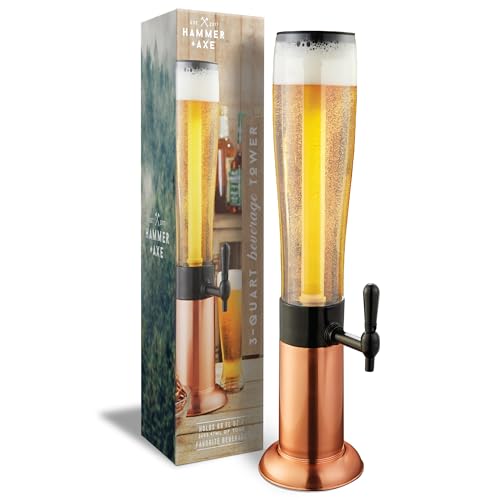 Hammer + Axe Drink Dispenser *2021 Edition*, Pour Tap, Freeze Tube, 2.75 Qt./2.6 L, Alcohol Beer & Liquor Beverage Dispenser, Tailgate Party Serving Set, Kitchen & Home Bar Accessories, Mixed Drinks