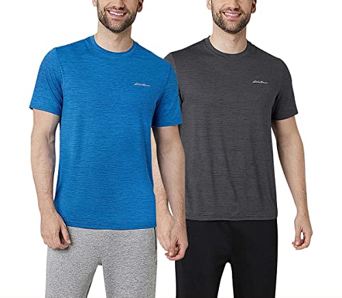 Eddie Bauer Men’s Motion Tee T Shirts, 2 Pack Gifts for Him Mens, Crew Neck Tshirts Shirts for Men Half Sleeve Tshirt Men, Mens Tee Shirts - Gray X-Large