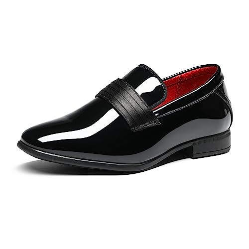 Bruno Marc Boy's Dress Formal Tuxedo Shoes Slip-on Loafers, Bright Black, Size 6, SBLS2340K