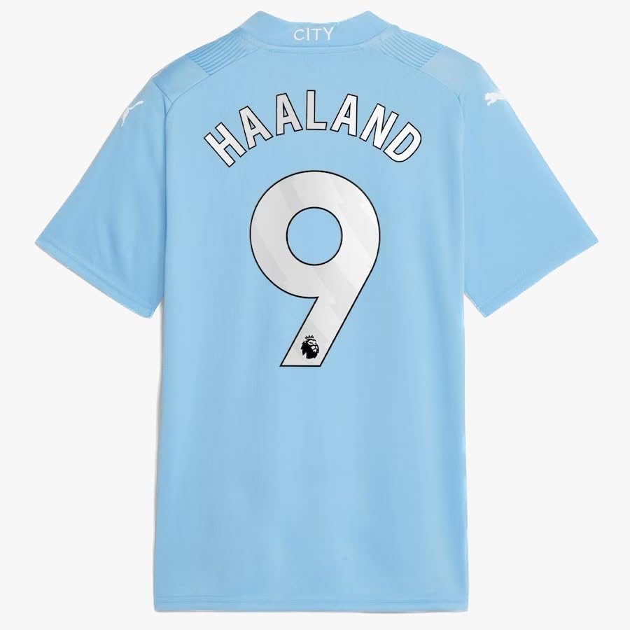 Haaland 9# City Home Soccer Jersey 2023/24 (Small) Blue