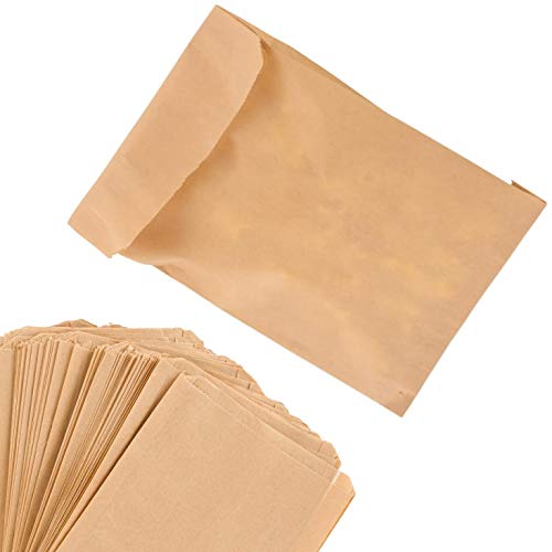 Paper Sandwich Bags Kraft Brown 200 Pack - Biodegradable and Compostable Food Grade Paper Bags - Unbleached Compostable Natural Kraft Paper Stock Bags for Bakery Cookies, Treats, Snacks, Sandwiches…