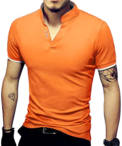 LOGEEYAR Mens Fashion Polo Shirt Short/Long-Sleeve Slim Fit Henley T-Shirts Pique Cotton Clothes