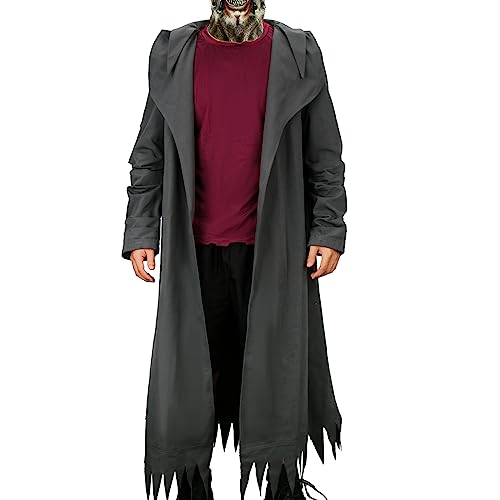 CUSFULL Jeepers Creepers Costume Men's Trench Coat Jacket with Cape Red T-Shirt Suit Halloween Scary Outfit Dress Up (Large)