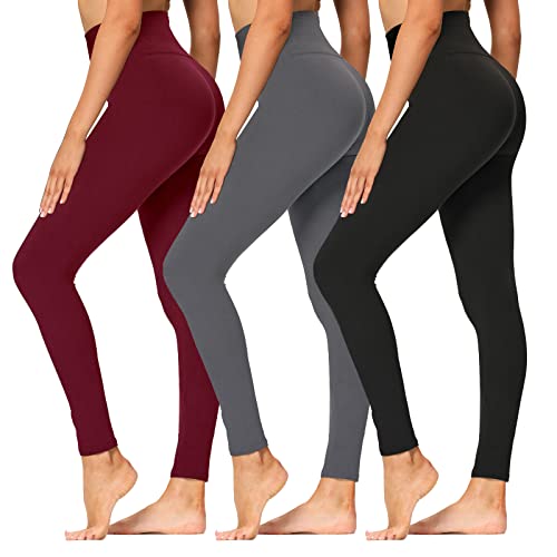 High Waisted Leggings for Women - Soft Athletic Tummy Control Pants for Running Cycling Yoga Workout - Reg & Plus Size