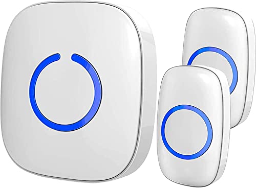 SadoTech Wireless Doorbells for Home, Apartments, Businesses, Classrooms, etc. - 2 Door Bell Ringer & 1 Plug-In Chime Receiver, Battery Operated, Easy-to-Use, Wireless Doorbell w/LED Flash, White