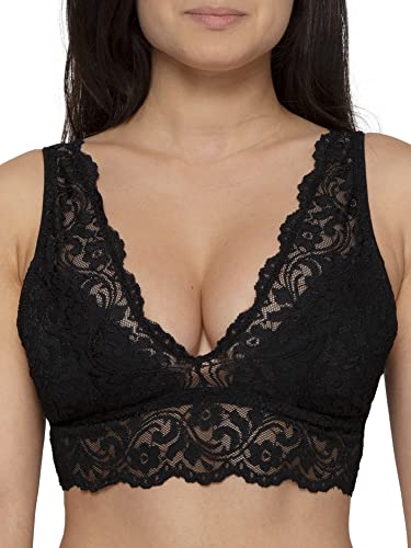 Smart & Sexy Deep V Lace Bralette With Support - Black
