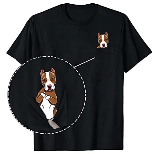 Funny Red Nose Pitbull Middle Finger in Pocket T-Shirt, Vintage Birthday Animal Pet Lover Shirt Gift for Men Women