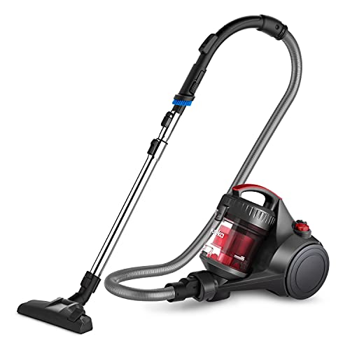 Eureka Bagless Canister Vacuum Cleaner, Lightweight Vac for Carpets and Hard Floors, Red