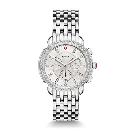 Michele Sidney One Hundred Seventeen Diamonds Swiss Chronograph Mother of Pearl Dial Silver Tone Women's Watch MWW30A000001