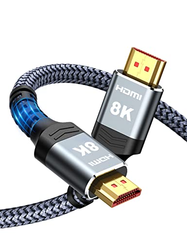 Highwings 8K@60 HDMI Cable 10FT/3M, 48Gbps 2.1 High Speed HDMI Braided Nylon 4K120 144Hz RTX 3090 eARC HDR10 4:4:4 HDCP 2.2&2.3 Compatible for PS5, PS4, UHD TV and PC